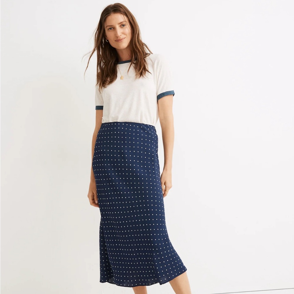 Madewell Navy and White Pencil Skirt